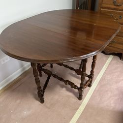 Vintage Solid Wood Drop-Leaf Dining Table