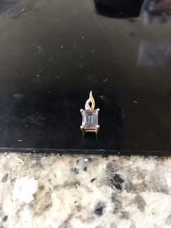 14K Gold Diamond &a Mystic Topaz Pendant