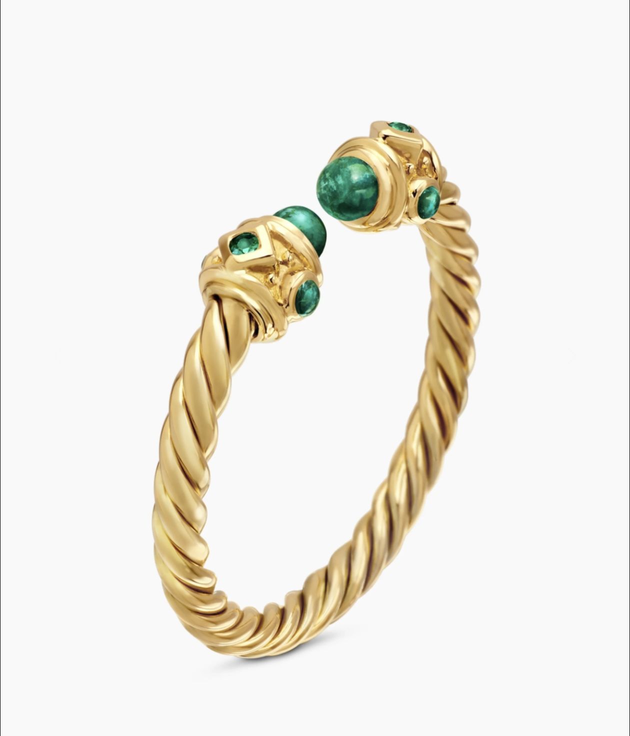 Authentic David Yurman RENAISSANCE® RING 18K Yellow Gold with Emeralds, 2.3mm