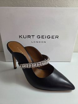 Kurt Geiger London Black Crystal Strap Mule Heel (size 35 eu or 5, 5.5 in u.s woman)