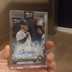New York Yankees Corey Kluber Topps Now No Hitter Auto