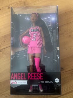 Barbie Angel Reese Doll, Signature, Fashion Doll with Pink Basketball Uniform and Basketball, Includes Displayable Packaging