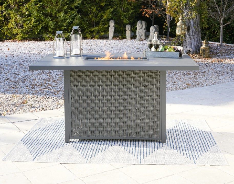 New Outdoor Patio Furniture Wicker Bar Fire Pit Heater Table 