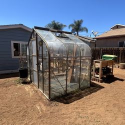 Glass Greenhouse 6’ X 8’ With Frame On Bottom   She Shed Chicken Coop. 