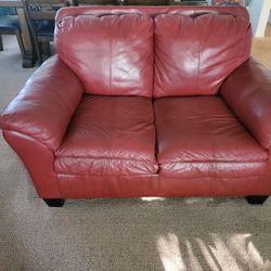 Red Leather Sofa Set For Sale