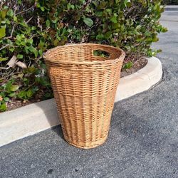Handwoven Wicker Waste Paper Bin H22" D18"/11.5"