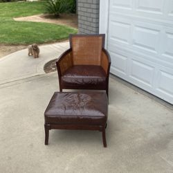 Leather Chair w/ Ottoman 