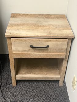 Rustic Wood Nightstand with Drawer and Shelf