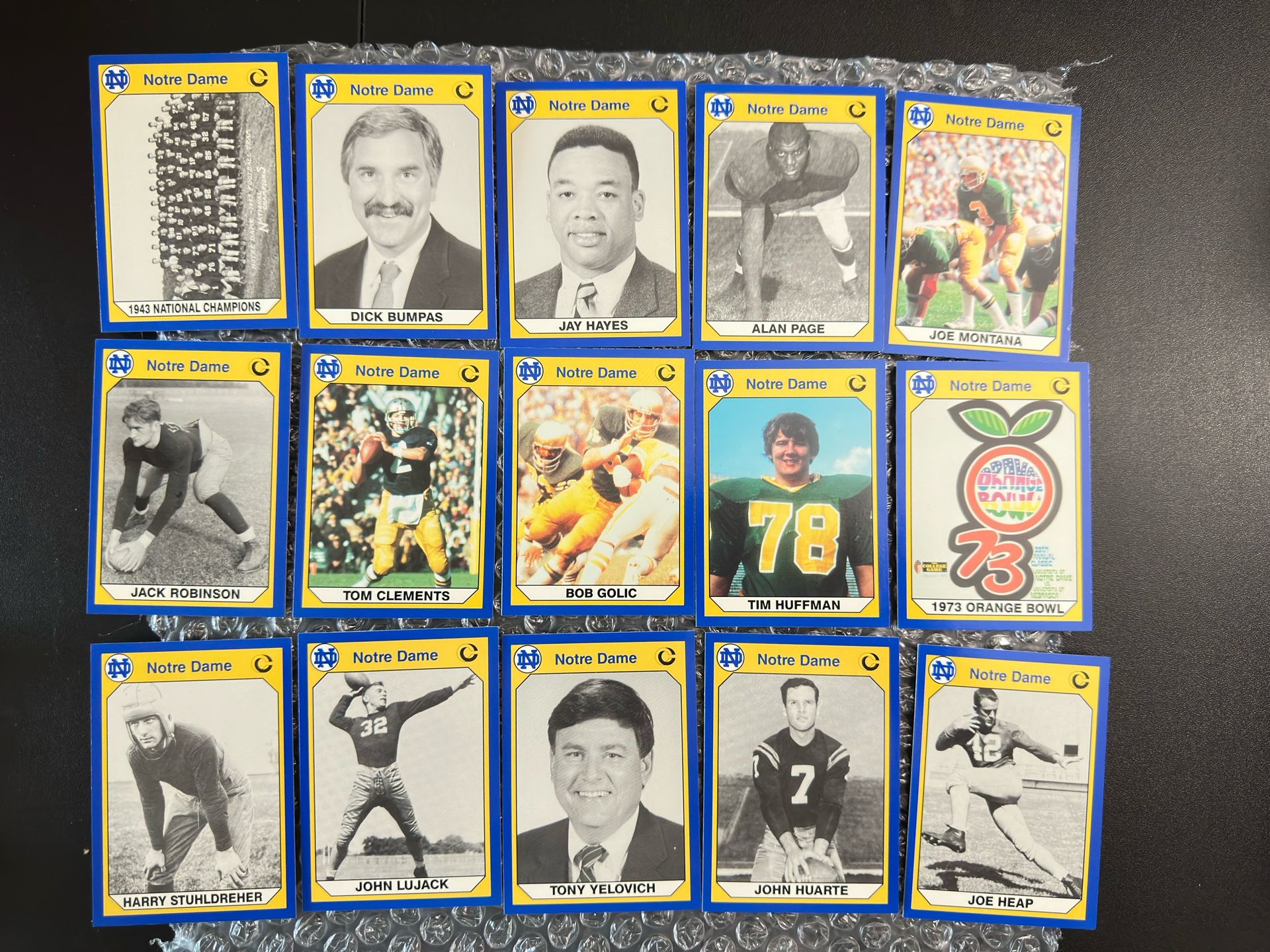 Collegiate Notre Dam Playing Cards, Includes Joe Montana Lot