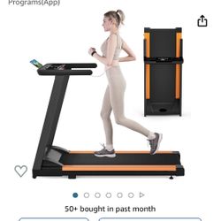 SSPHPPLIE 300 lb Capacity Foldable Treadmill - 3.0HP Portable Folding Treadmills for Home&Office, with Heart Rate Monitoring Bluetooth Band&Online Eve