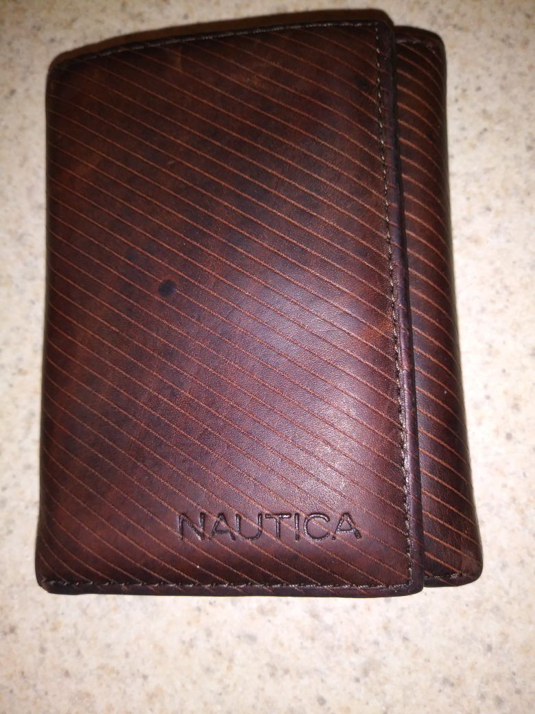 Nautica Brown Leather Trifold Wallet