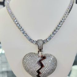 16" Set Tennis Chain Necklace Silver Plated 