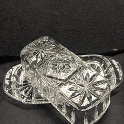 Butter /Cheese dish cutting glass vintage