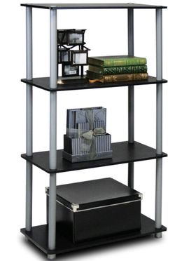 Turn-N-Tube 4-Tier Multipurpose Shelf Display Rack - Black/Grey
