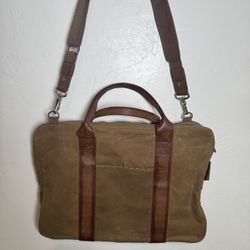Dopp Laptop Bag Beige Brown Leather Trim
