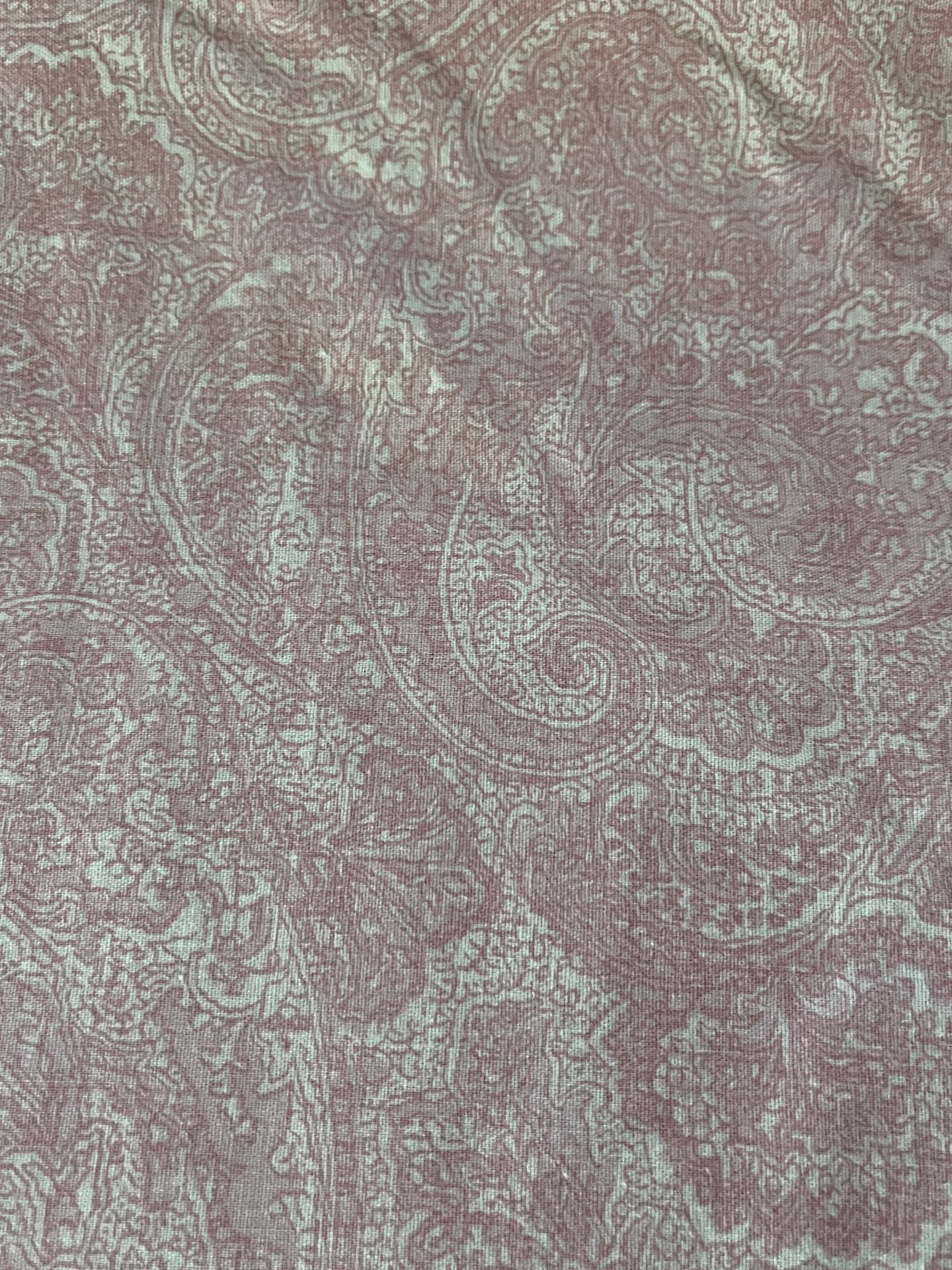 Vintage Ralph Lauren Pink Paisley Twin Size Flat Sheet 100% Cotton Green Tag