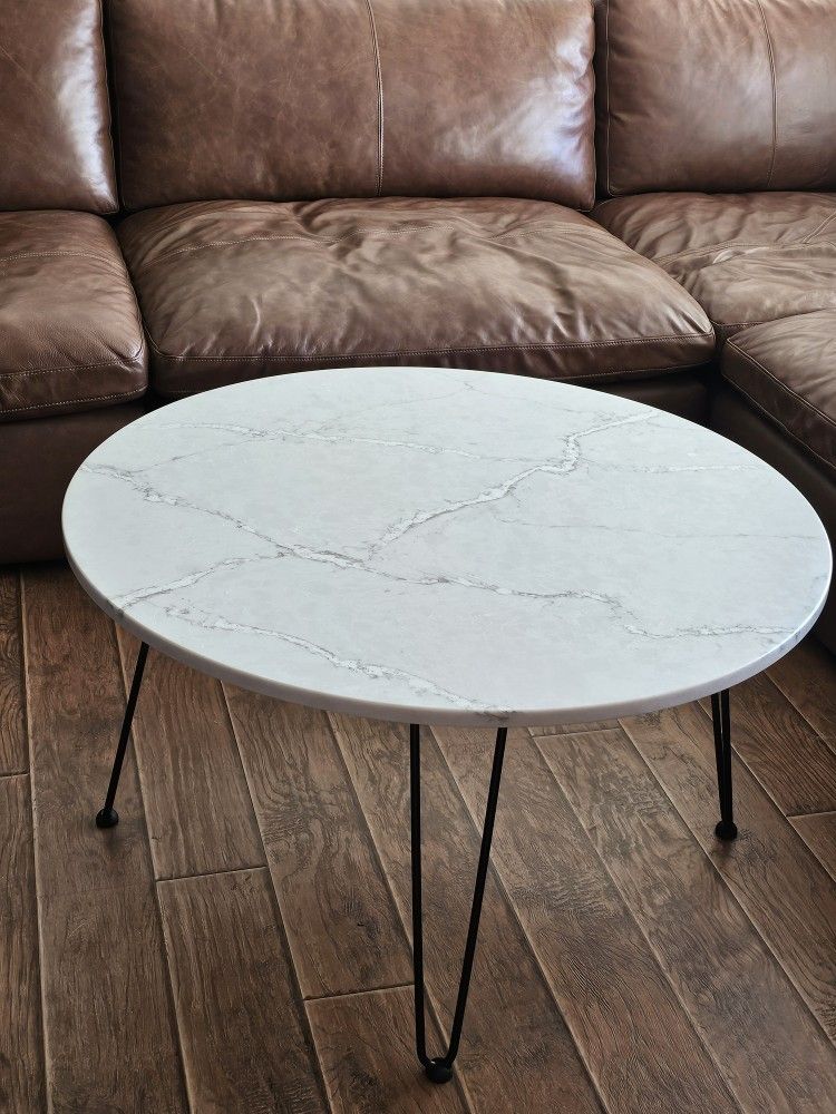 Victorian Silver Quartz 36" Circular Coffee Table 