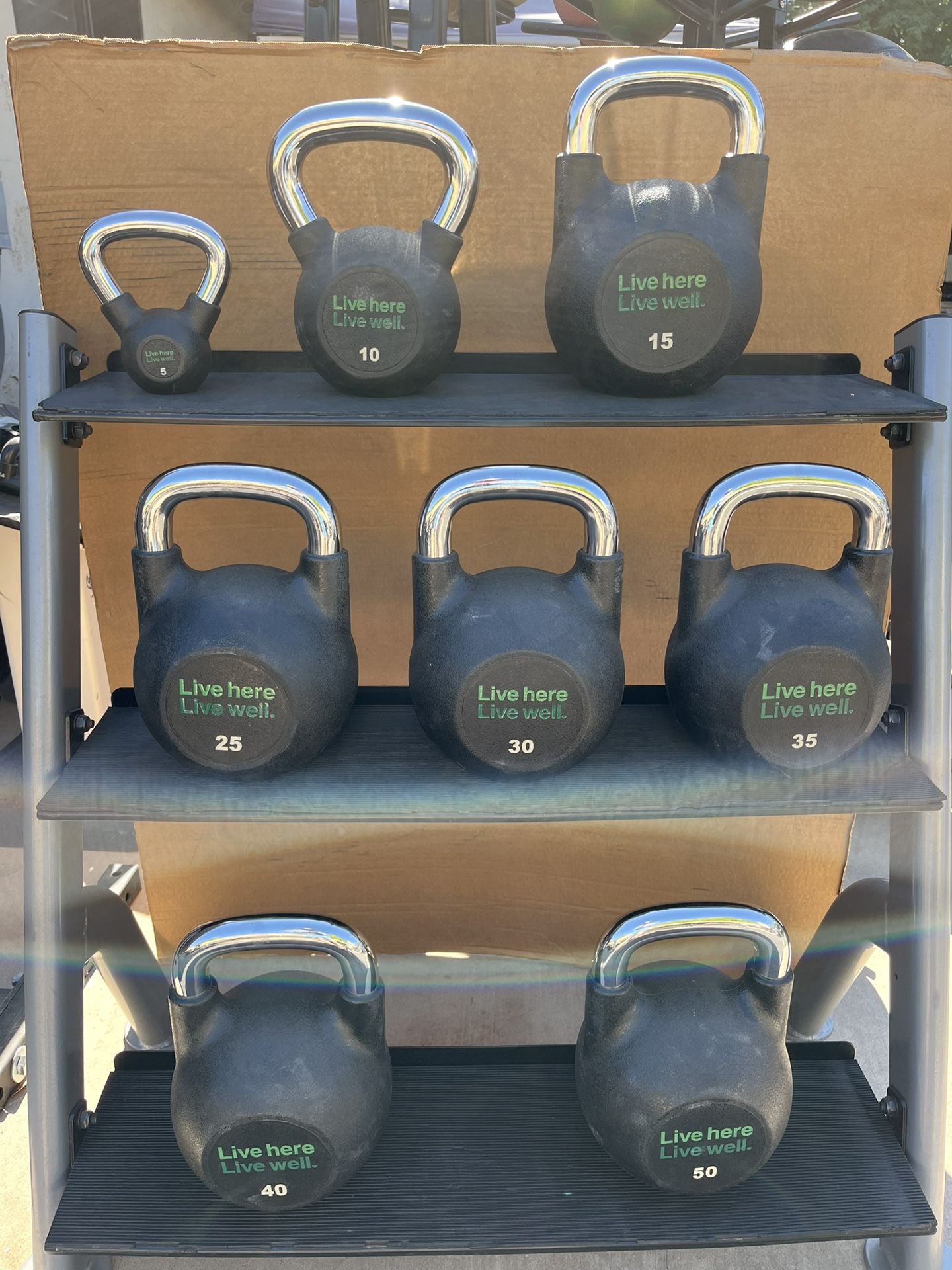 5-50lb Urethane Kettlebell Set With Rack 