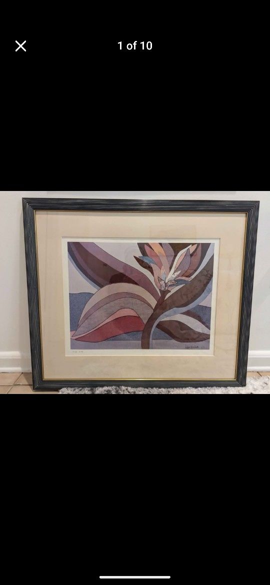 Helen Webber 1981 Floral Lithograph Framed Numbered 131/250 Tapestry Print