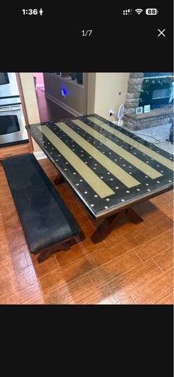 Solid wood table and bench
