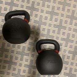 Two 70lb Kettlebells