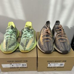 2 Pairs Of Adidas Yeezy 350 & 380 Mens Size 9.5 