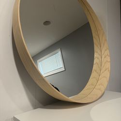 Wood Circular Mirror 