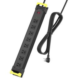 Power Strip 8 Outlet Long Metal Electric Socket with Color-Coded Lights