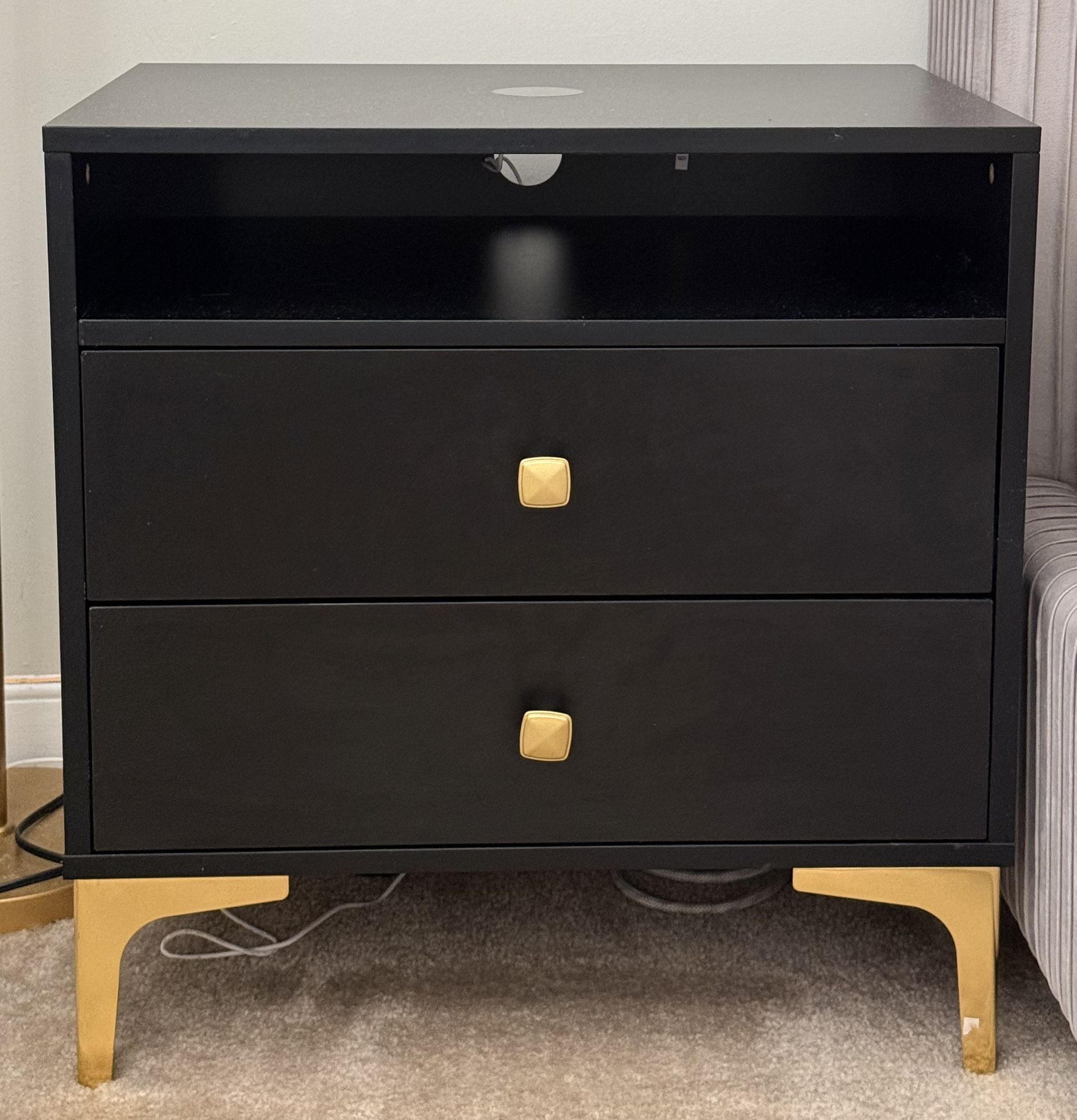 2 Drawer Black Nightstand 