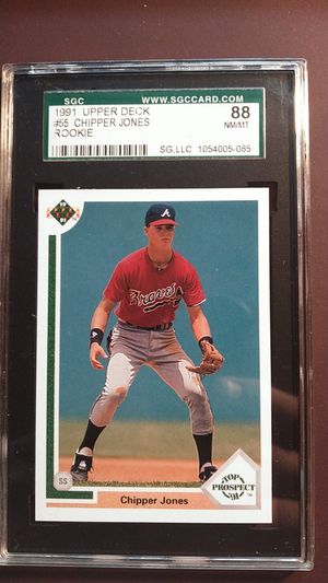 Photo 1991 upper Deck Chipper Jones Rookie Card Graded 8i SGC Top Prospect #55