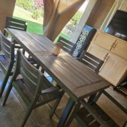 Wood Patio Dining Set 7pc/outdoor Furniture/Cash Only 