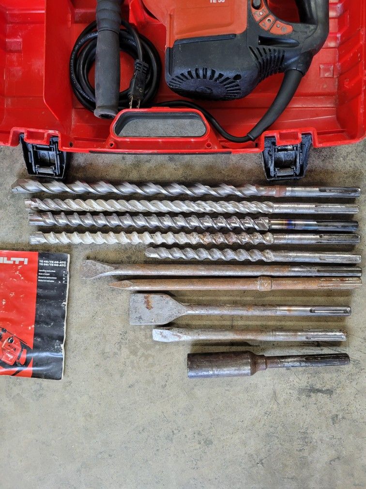 Hilti TE56 Rotary Chipping Hammer Drill SDS, With Drill Bits, Chipping