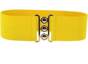 Yellow Wide Elastic Cinch Waist Belt