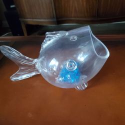 Clear glass fish shaped bowl