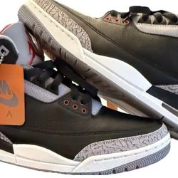 Size 11.5  Nike Air Jordan 3 Retro OG 2024 Black Cement, Excellent Condition