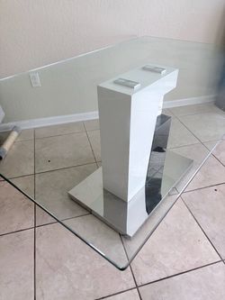 Modern glass dinner table