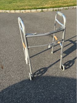 Aluminum walker with wheels and cane