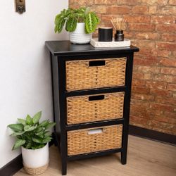 Three Drawer Dresser, Wicker Wood