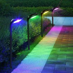 ROSHWEY Solar Outdoor Lights , 150 Lumen Bright Pathway Lights Outdoor Waterproof , 7 Colors Changing Solar Landscape Path Lights for Yard Garden Walk