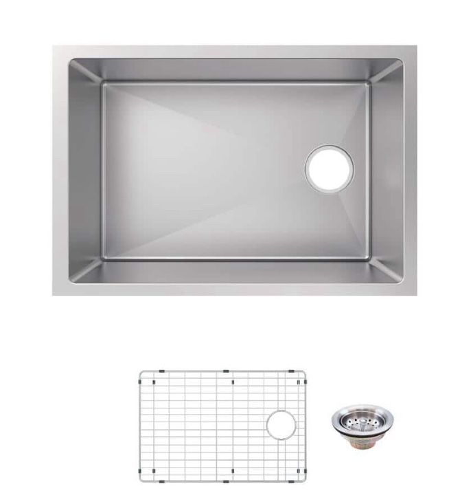 Tight Radius 27 in. Undermount Single Bowl 18 Gauge Stainless Steel Kitchen Sink