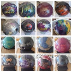 16 Used Bowling Balls – Hammer, Storm, Motiv, Roto Grip, Brunswick – Great Condition