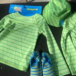 Swimming Set Shirt Shoes And Hat 