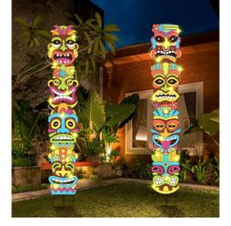 2 Pcs Giant Metal Tiki Yard Signs with Stakes 6 ft x 13. 8