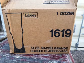 Libbey 1619 Hurricane Glasses Set of 12 Vintage Napoli Grande 15.5oz Tall Bar