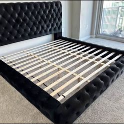 New King Size Black Platform Bed Frame 