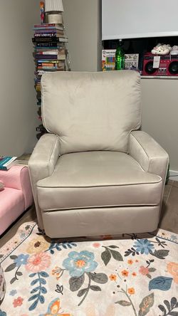Cream Upholstered Glider Recliner Chair