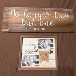 Rustic Wedding Wood Sign and Photo Frame Set