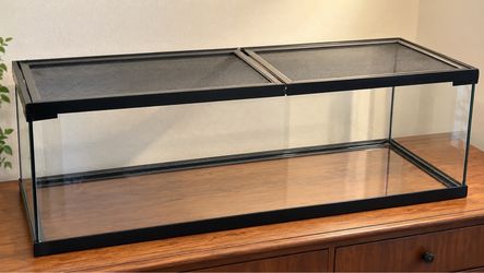 Approx. 60-Gallon Glass Reptile Terrarium – 49” Long with Dual Screen Lids