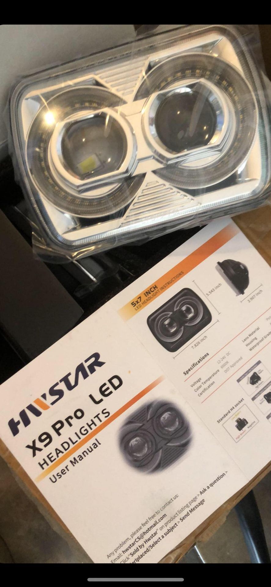 HWSTAR 2025 HWSTAR 2025 5x7 Led Headlights 7x6 H6054 faro compatible con Jeep Wrangler YJ Cherokee XJ Ford GMC Toyota Nissan Dodge etc (Chrome)