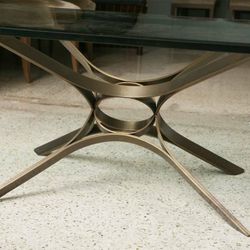 Roger Sprunger Bronze and Glass Low Table, by Dunbar

